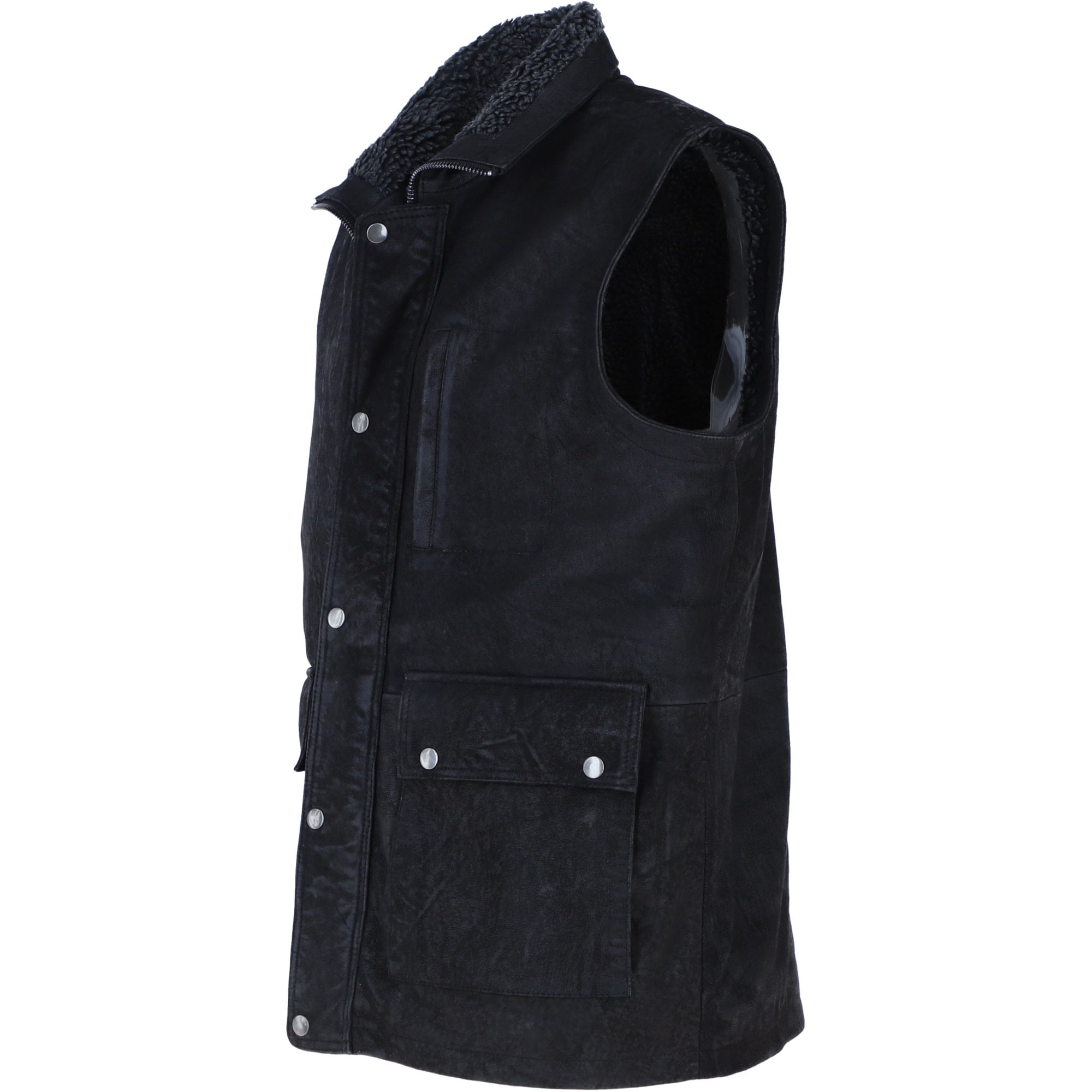 Ashwood Men's Leather Waistcoat Black/Black Snuff: LUCK
