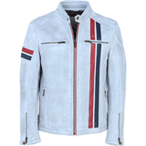 Gabicci Mens Leather Jacket White: GB McQueen
