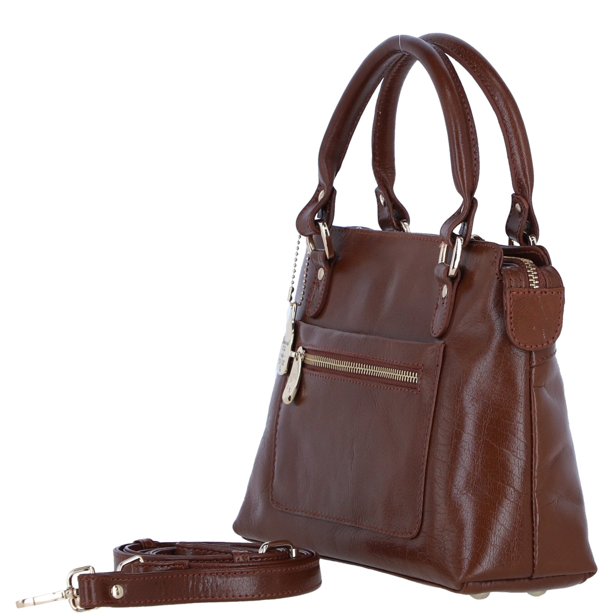 Ashwood Leather Ladies Handbag with Detachable Crossbody Strap in Tan: C-73