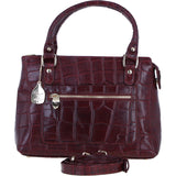 Ashwood Leather Ladies Handbag with Detachable Crossbody Strap in Bordo/croc: C-73