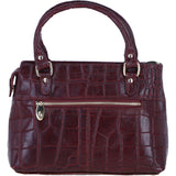 Ashwood Leather Ladies Handbag with Detachable Crossbody Strap in Bordo/croc: C-73