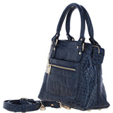 Ashwood Leather Ladies Handbag with Detachable Crossbody Strap in Navy/croc: C-73
