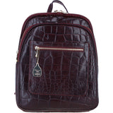 Ashwood Leather Backpack with Multiple Pockets and Golden Hardware in Bordo: C-74