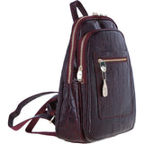 Ashwood Leather Backpack with Multiple Pockets and Golden Hardware in Bordo: C-74