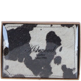 Ashwood Leather Hair-on-Hide Card Holder Wallet with Stud Fastening in Brown: H-59