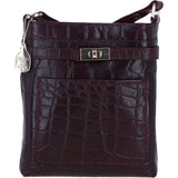 Ashwood Leather Crossbody Bag with Adjustable Strap in Bordo/Croc: C-71