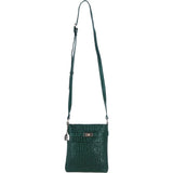 Ashwood Leather Crossbody Bag with Adjustable Strap in Green/Croc: C-71