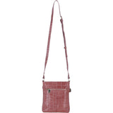 Ashwood Leather Crossbody Bag with Adjustable Strap in Rosa/Croc: C-71