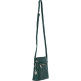 Ashwood Leather Crossbody Bag with Adjustable Strap in Green/Croc: C-72