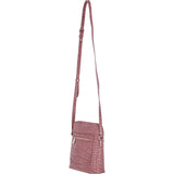 Ashwood Leather Crossbody Bag with Adjustable Strap in Rosa/Croc: C-72