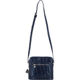 Ashwood Leather Crossbody Bag with Adjustable Strap in Navy/Croc: C-72