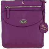 Ashwood Leather Flat Crossbody Bag with Adjustable Leather Strap in Raspberry CB-10