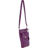 Ashwood Leather Flat Crossbody Bag with Adjustable Leather Strap in Raspberry CB-10