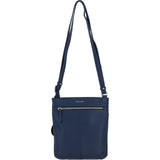 Ashwood Leather Flat Crossbody Bag with Adjustable Leather Strap in Navy: CB-10
