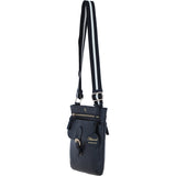 Ashwood Leather Flat Crossbody Bag with Contrast Strap in Black: CB-11