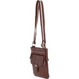 Ashwood Leather Flat Crossbody Bag with Contrast Strap in Tan: CB-11