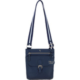 Ashwood Leather Flat Crossbody Bag with Contrast Strap in Navy: CB-11
