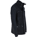 Mens Safari Style Leather Jacket Black: AMJ-5