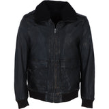 Ashwood Men’s Genuine Leather Bomber Jacket with Removable Fur Collar in Black: AWM-Pilot
