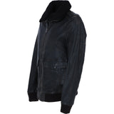 Ashwood Men’s Genuine Leather Bomber Jacket with Removable Fur Collar in Black: AWM-Pilot