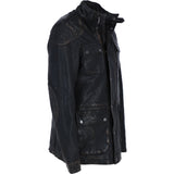 Mens Safari Style Leather Jacket Black Ruboff: AMJ-5