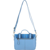 Ashwood Leather & Harris Tweed® Cloth Medium Satchel Bag with Twist Lock Baby/Blue: TW-34-19-BB