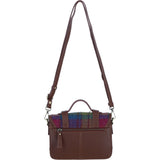 Ashwood Leather & Harris Tweed® Cloth Small Satchel Bag with Twist Lock Tan/Purple: TW-33-13-tp