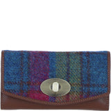 Exquisite Ashwood Leather & Harris Tweed® Cloth Twist-Lock Purse Tan/Purple: TW-11-13-tp