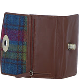 Exquisite Ashwood Leather & Harris Tweed® Cloth Twist-Lock Purse Tan/Purple: TW-11-13-tp