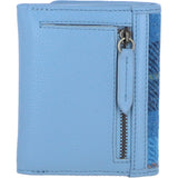 Elegant Ashwood Leather & Harris Tweed® Cloth Trifold Twist-Lock Purse Baby blue/blue: TW-10-19-bb
