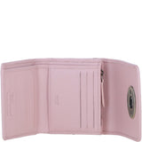 Elegant Ashwood Leather & Harris Tweed® Cloth Trifold Twist-Lock Blue/pink: TW-10-15-bp