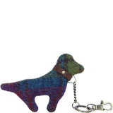 Authentic Harris Tweed® Cloth Dog-Shaped Keychain Made By Ashwood Leather Tan/Purple: TW-54-13-tp