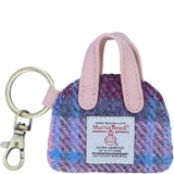 Ashwood Leather & Harris Tweed® Cloth Flat Miniature Handbag Keyring baby pink : TW-51-15-bp