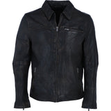 Ashwood's Genuine Leather Regular Fit Jacket with Zip Closure in Black: 79-258