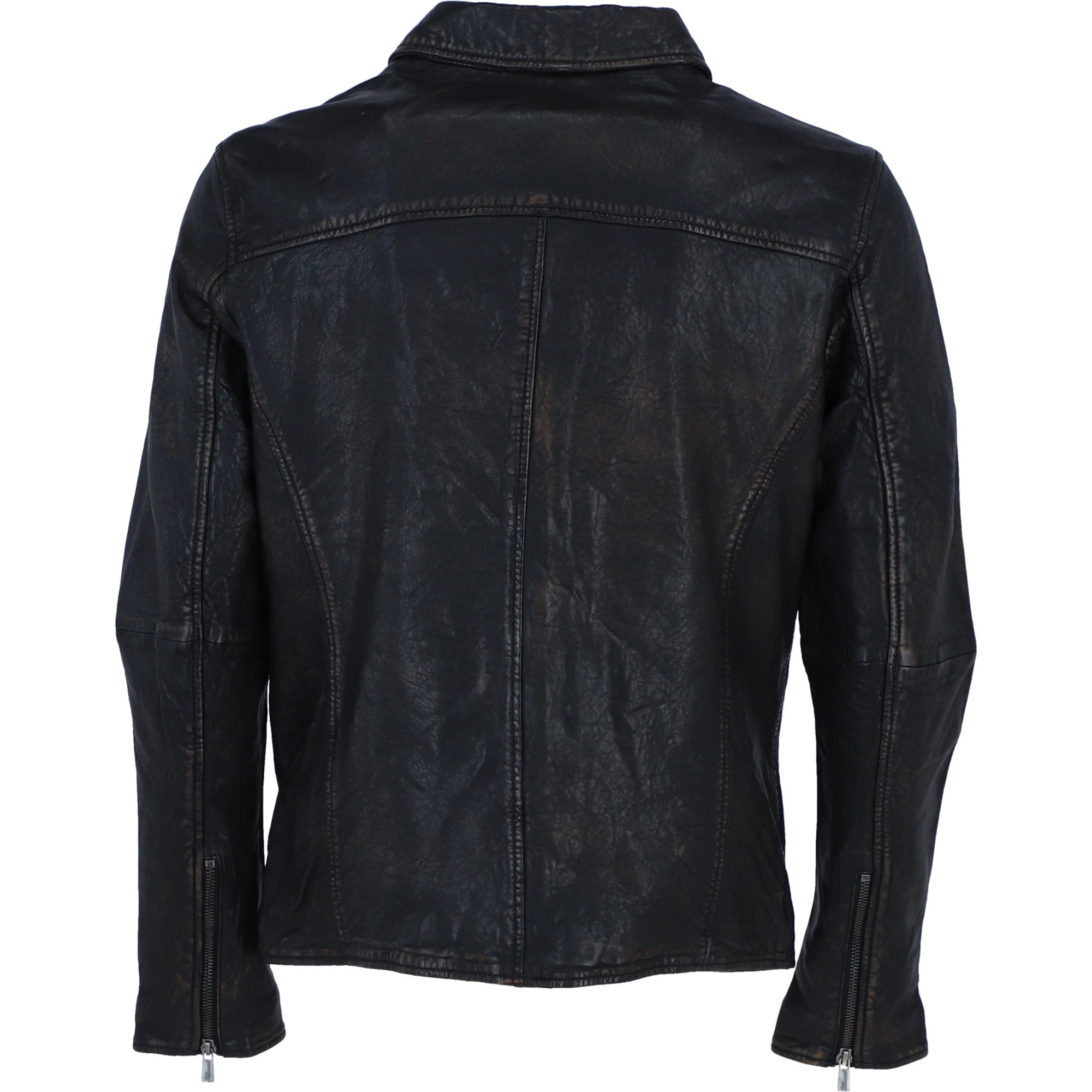 Ashwood's Genuine Leather Regular Fit Jacket with Zip Closure in Black: 79-258