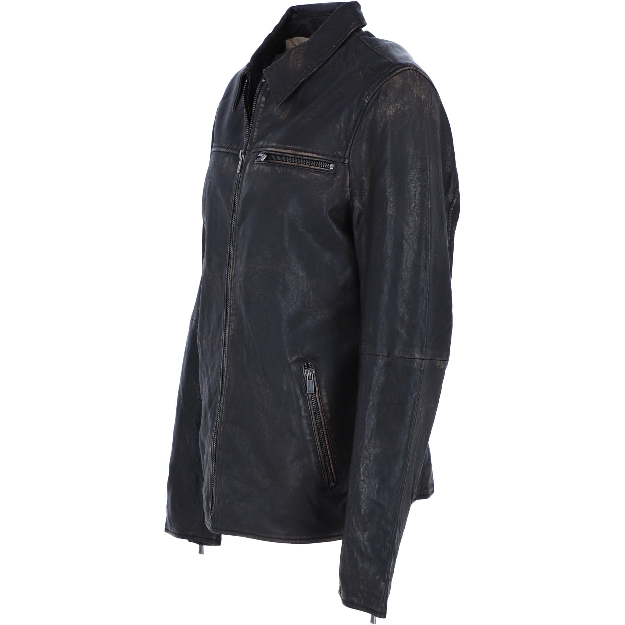 Ashwood's Genuine Leather Regular Fit Jacket with Zip Closure in Coffee: 79-258