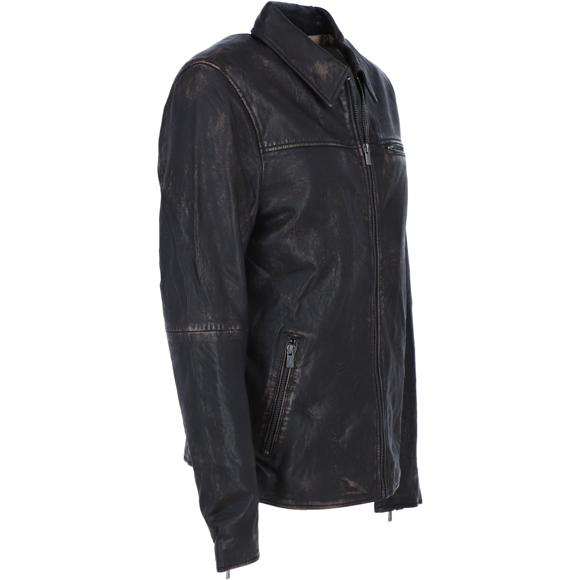 Ashwood's Genuine Leather Regular Fit Jacket with Zip Closure in Coffee: 79-258