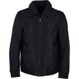 Ashwood's Genuine Leather Bomber Jacket with Collar and Leather Ribbed Trim in Black: Autograph