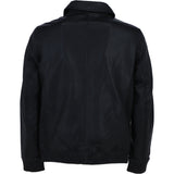 Ashwood's Genuine Leather Bomber Jacket with Collar and Leather Ribbed Trim in Black: Autograph