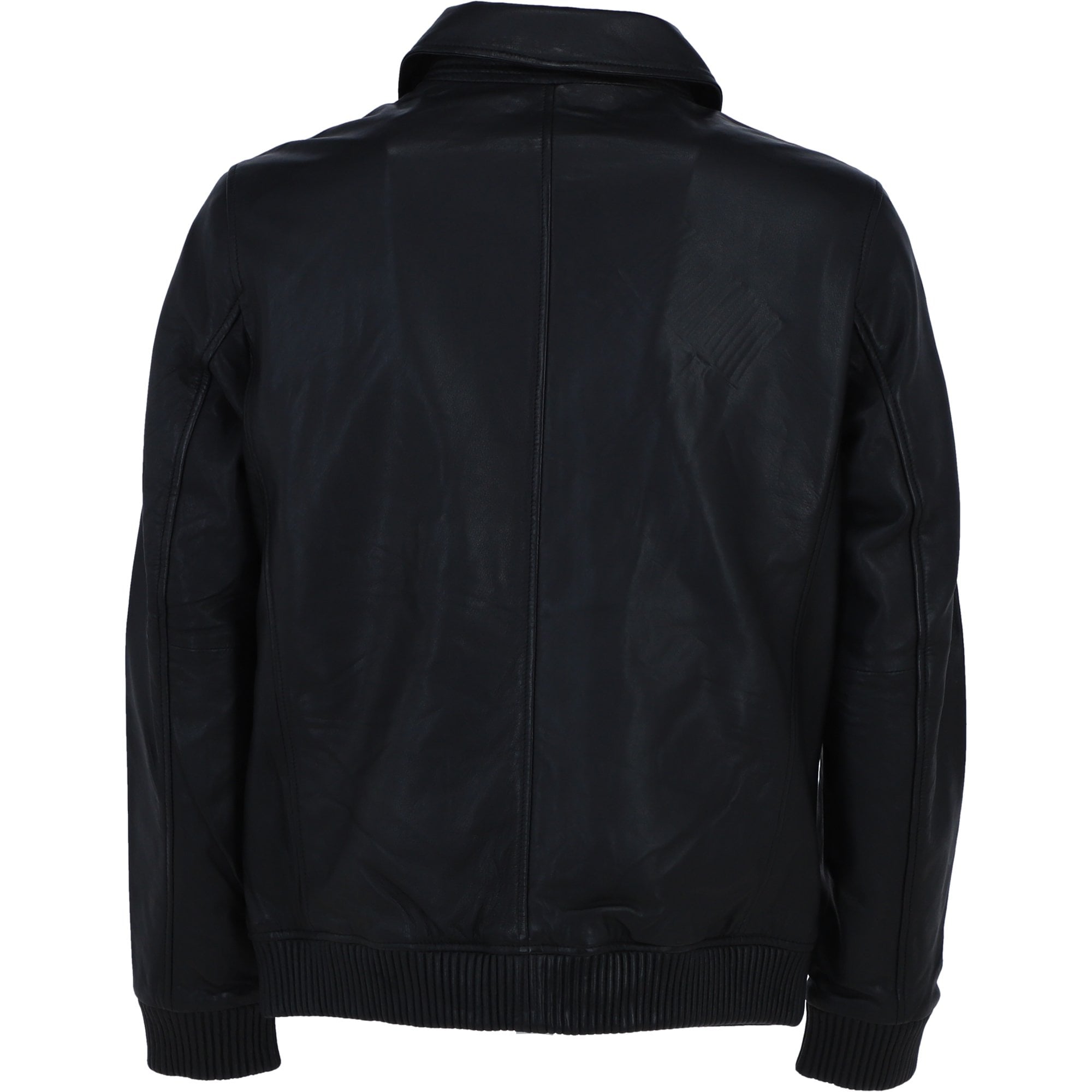 Ashwood's Genuine Leather Bomber Jacket with Collar and Leather Ribbed Trim in Black: Autograph
