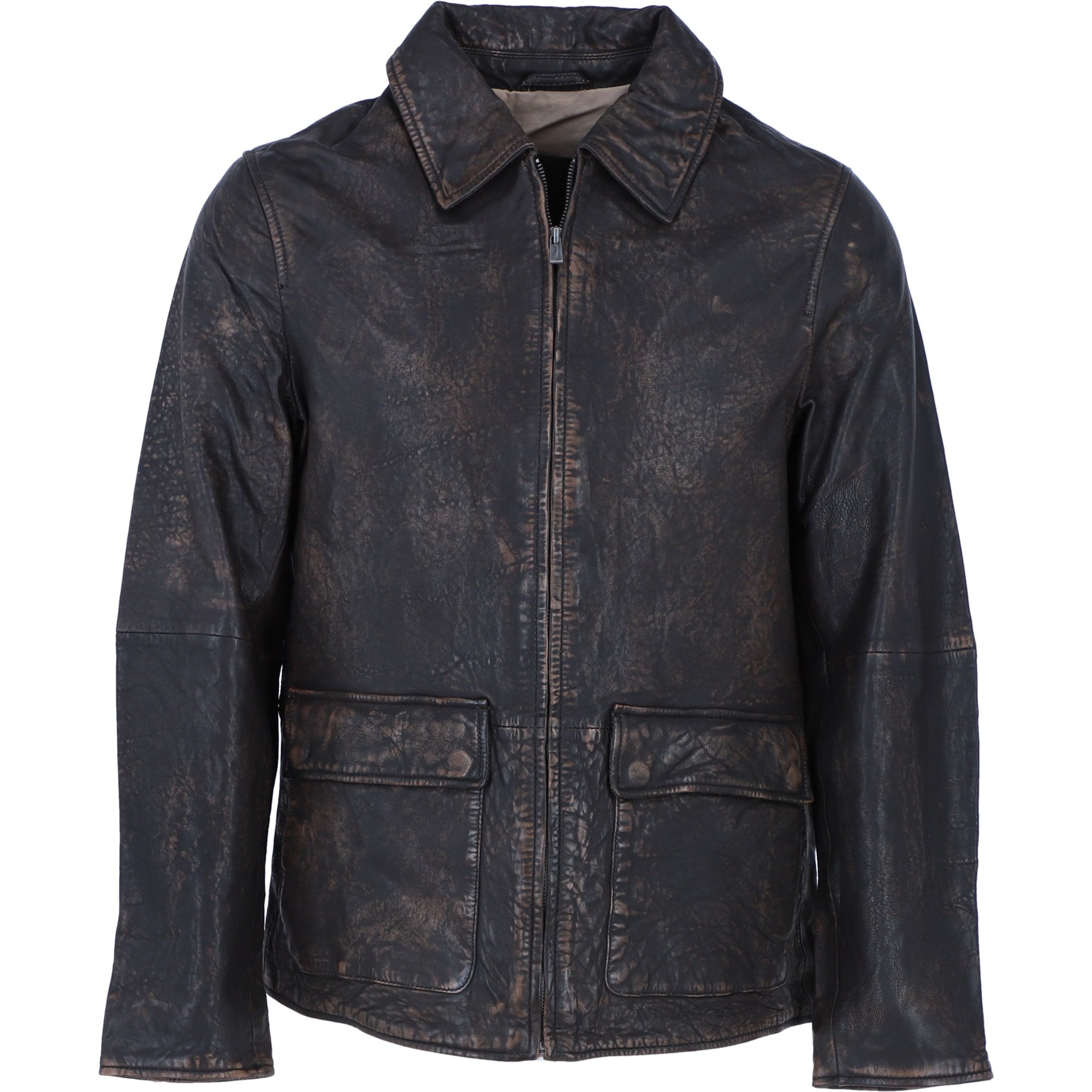 Ashwood's Genuine Leather Regular Fit Jacket with Hidden Zip in Coffee: Bronx