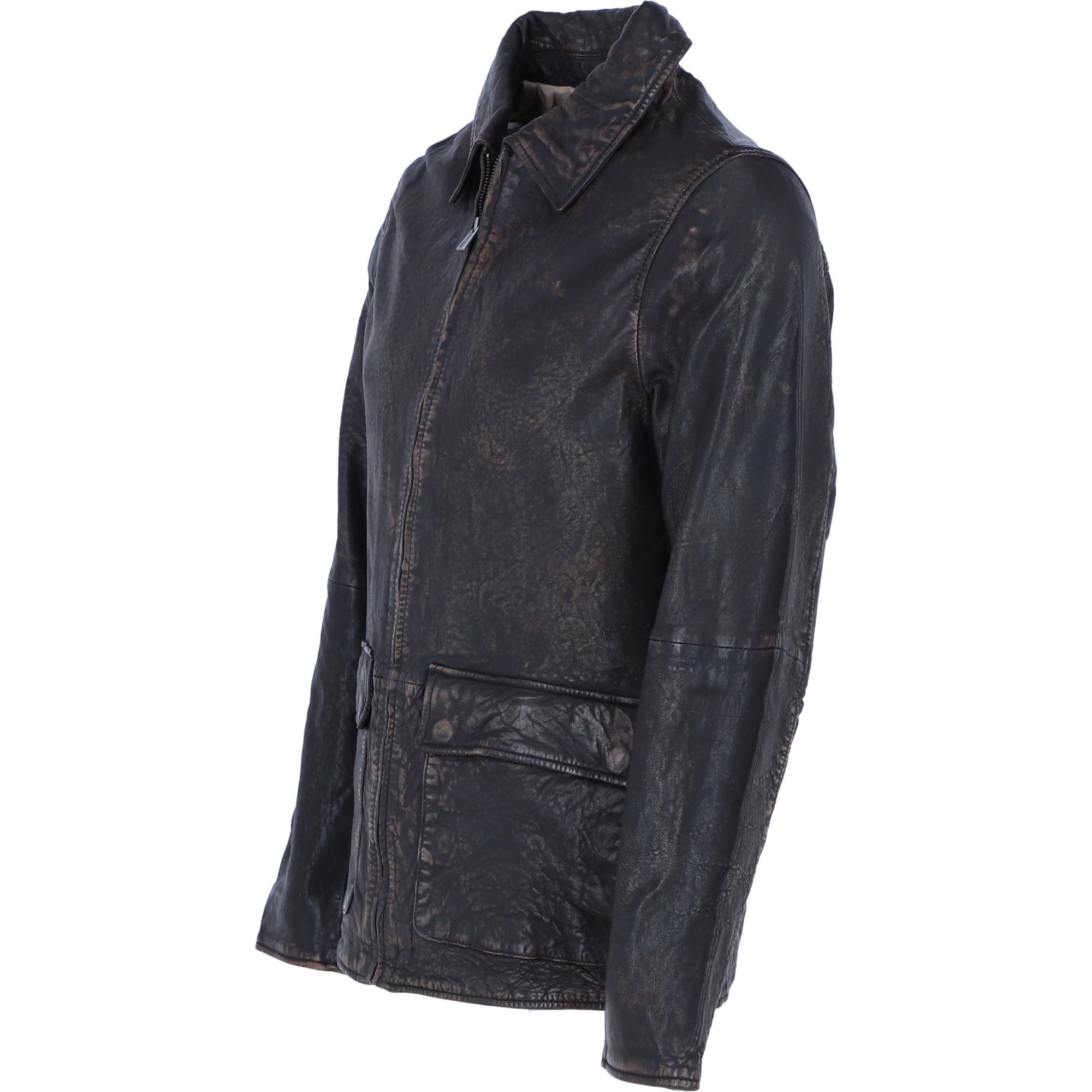 Ashwood's Genuine Leather Regular Fit Jacket with Hidden Zip in Coffee: Bronx
