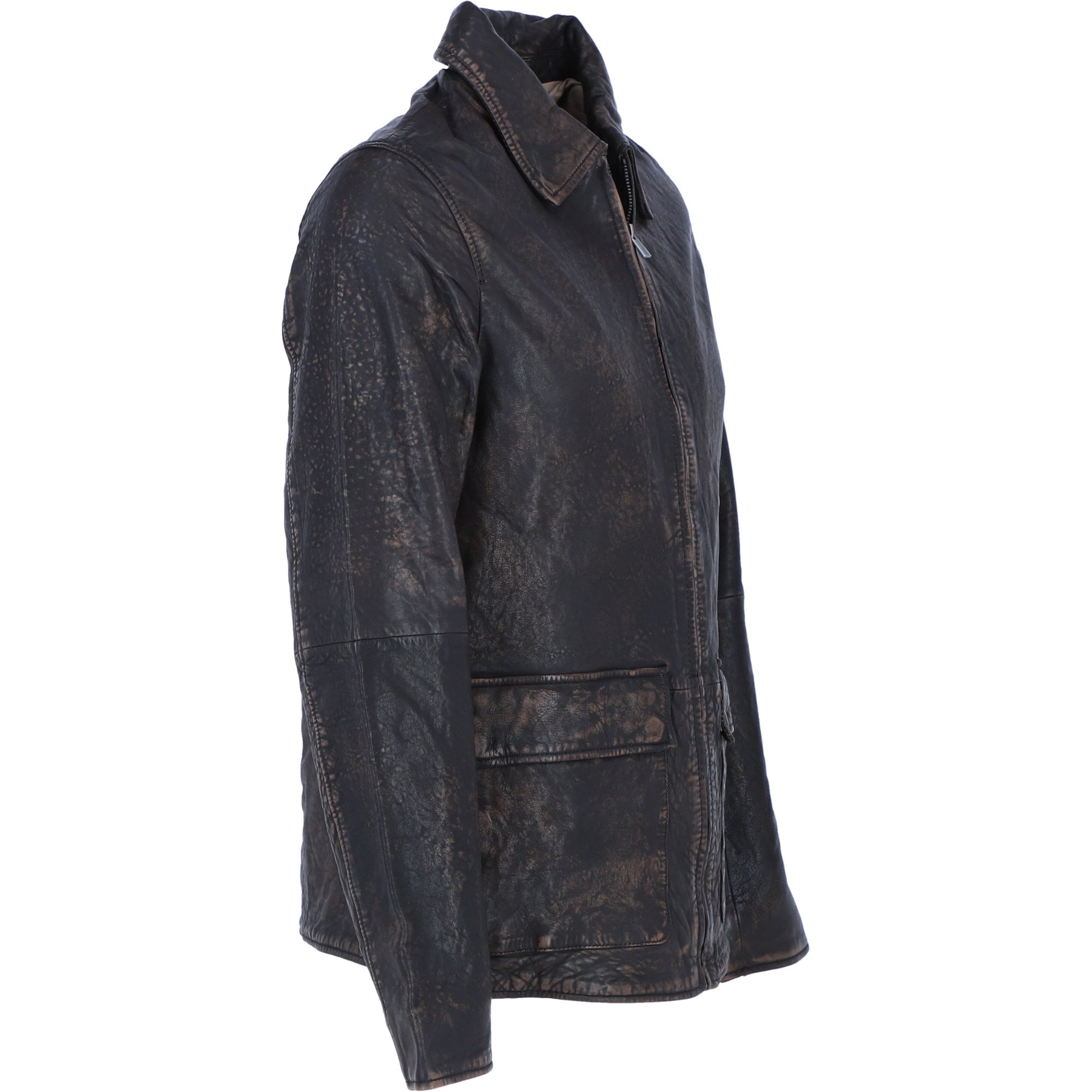 Ashwood's Genuine Leather Regular Fit Jacket with Hidden Zip in Coffee: Bronx