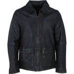 Ashwood's Genuine Leather Regular Fit Jacket with Hidden Zip in Black: Bronx