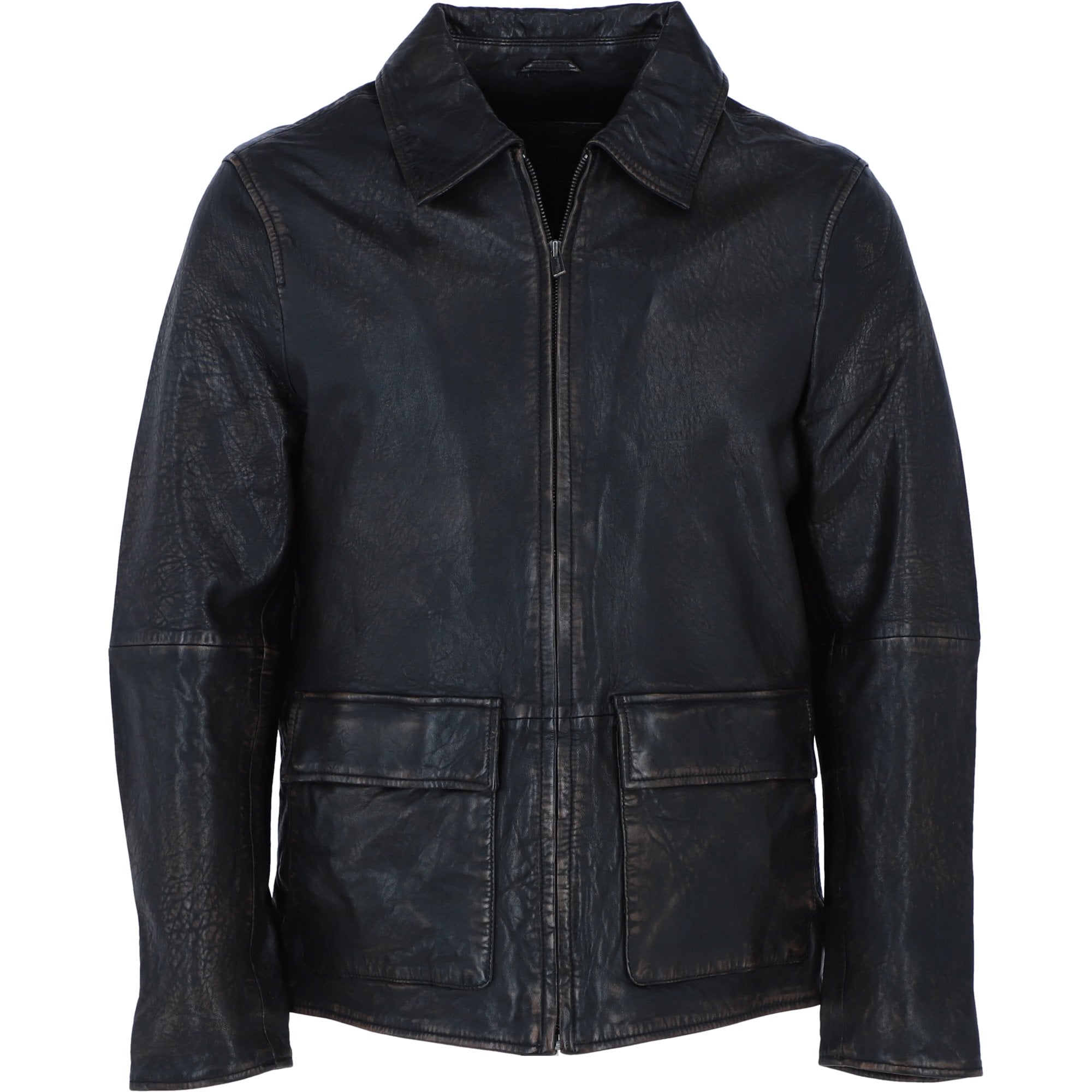 Ashwood's Genuine Leather Regular Fit Jacket with Hidden Zip in Black: Bronx
