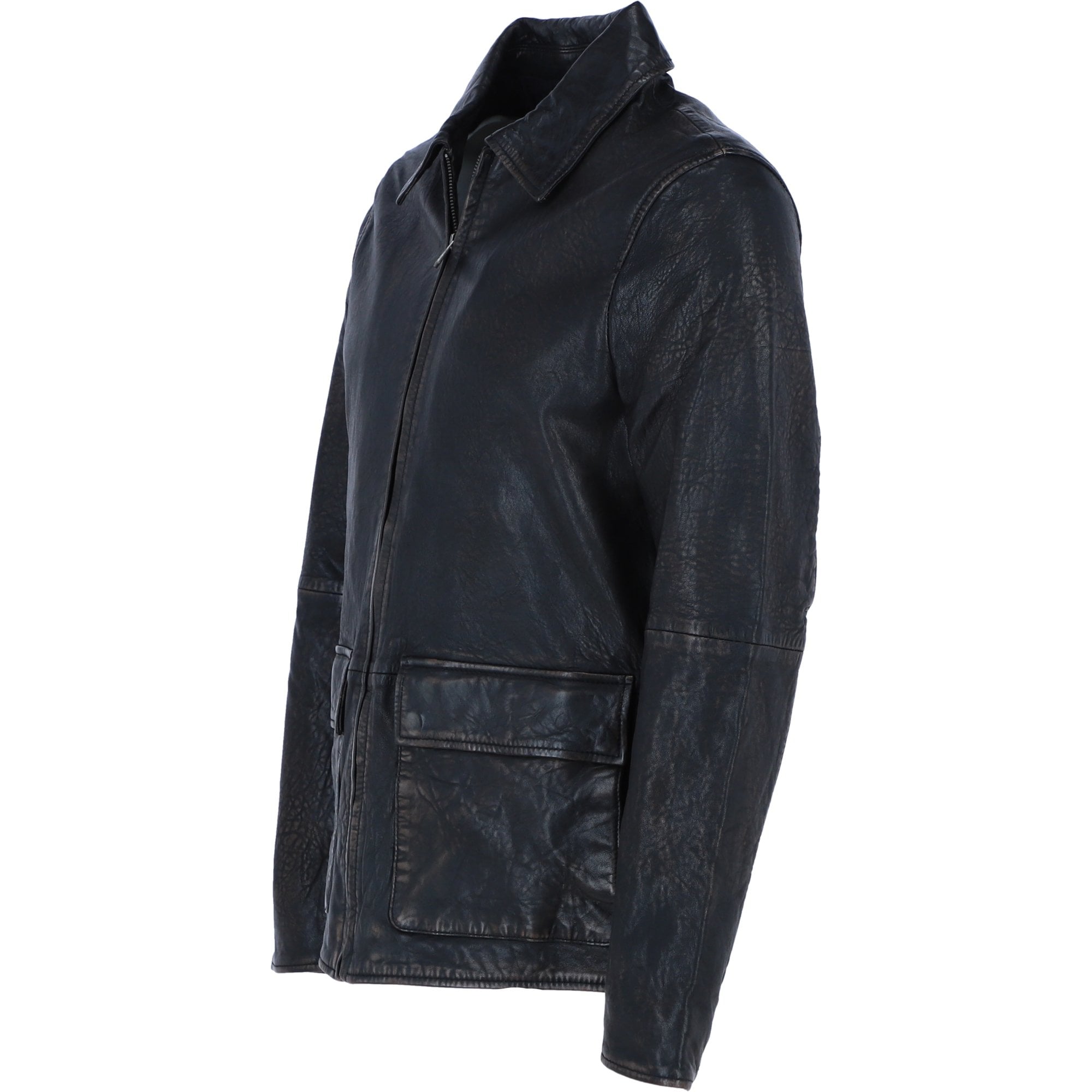 Ashwood's Genuine Leather Regular Fit Jacket with Hidden Zip in Black: Bronx