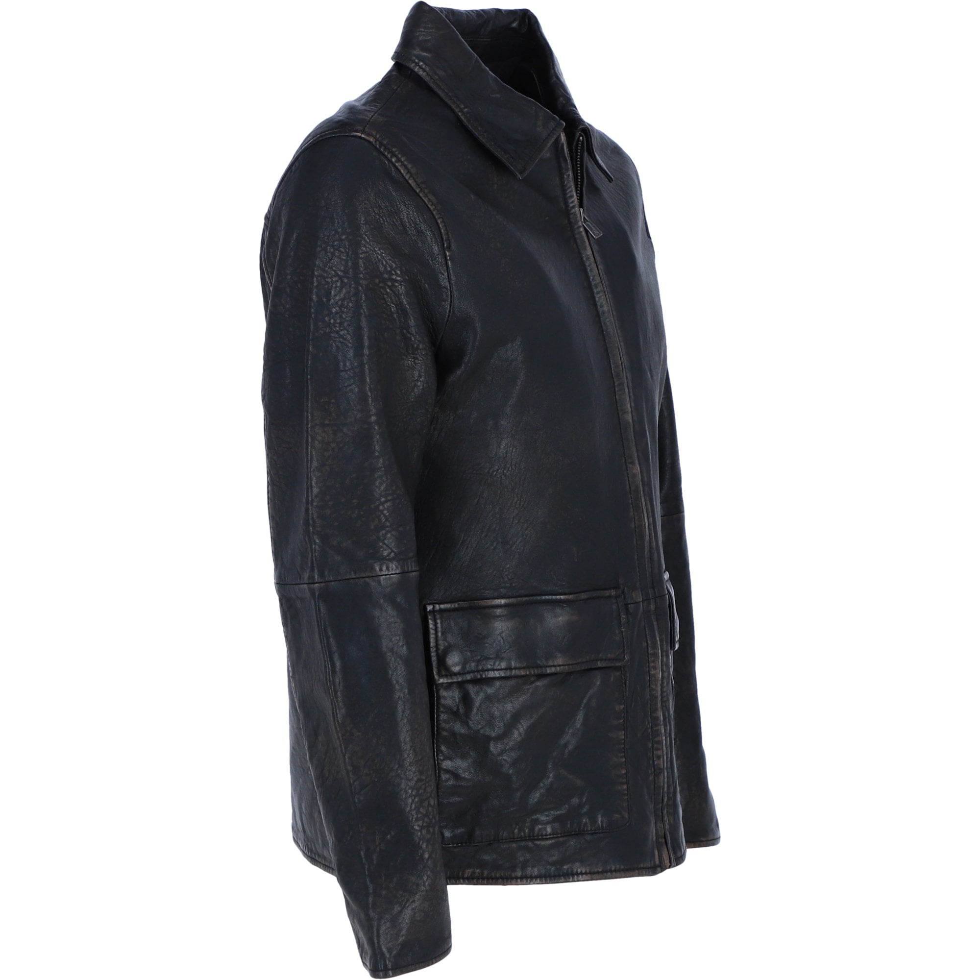 Ashwood's Genuine Leather Regular Fit Jacket with Hidden Zip in Black: Bronx