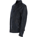 Ashwood's Genuine Leather Regular Fit Coat with Button Closure in Black: Class
