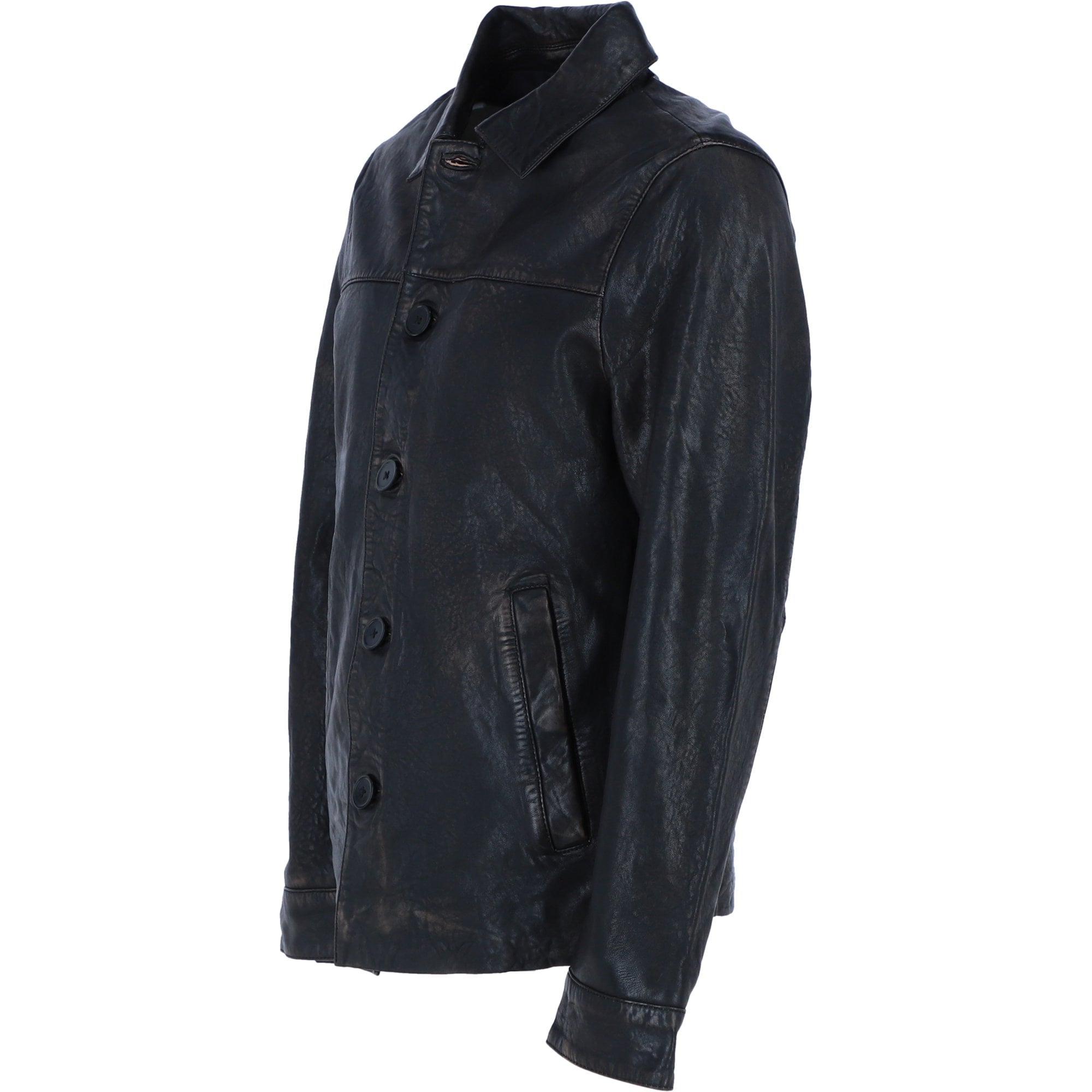 Ashwood's Genuine Leather Regular Fit Coat with Button Closure in Black: Class