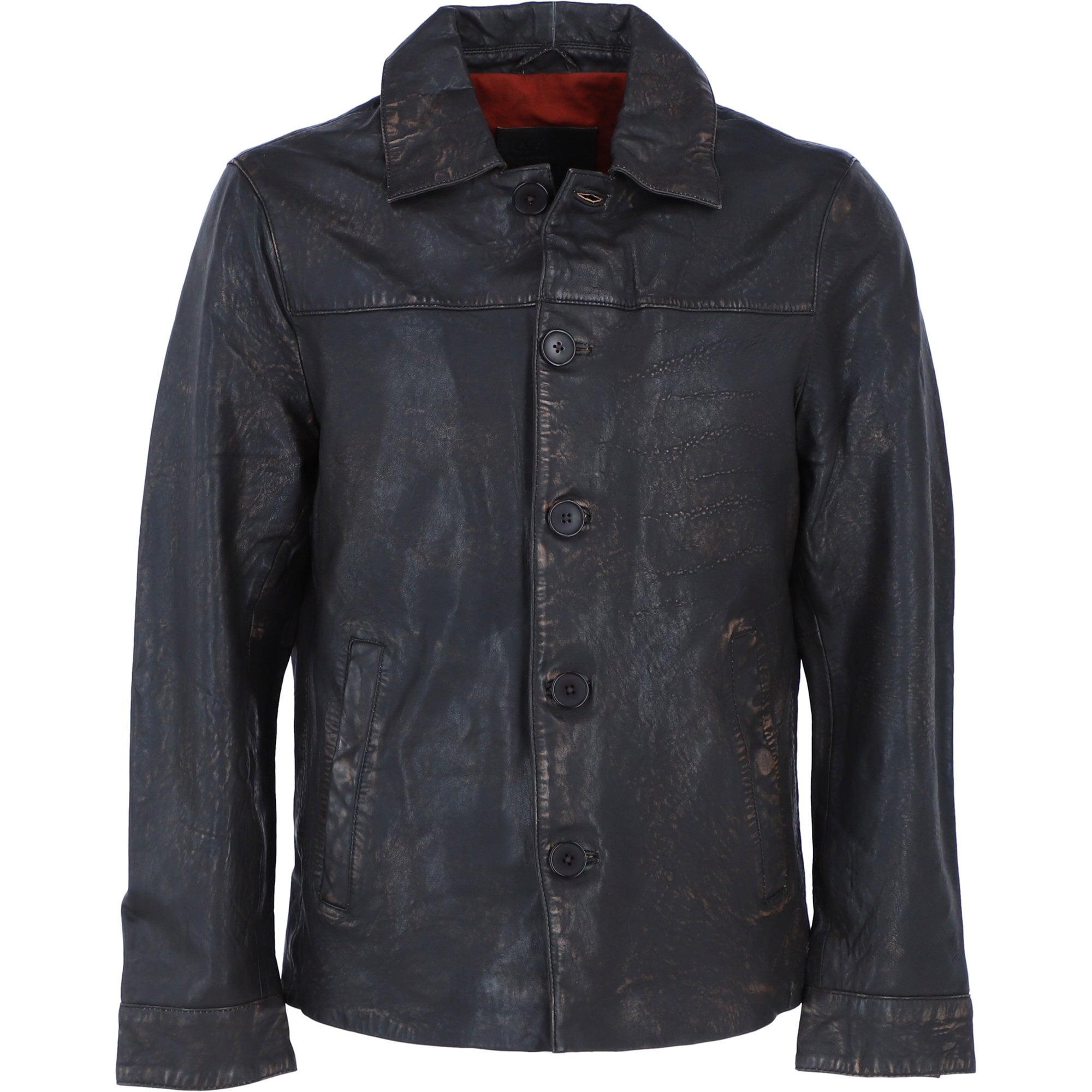 Ashwood's Genuine Leather Regular Fit Coat with Button Closure in Coffee: Class